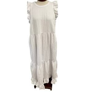 Universal Thread White Tiered Ruffle Dress Sz Large White Beach Prairie Boho